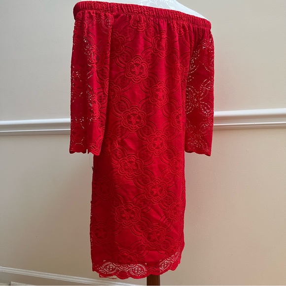 Tiana B Off the Shoulder A-line Red Dress Women’s Size 4 - Picture 4 of 6